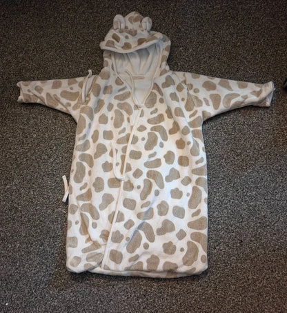 Baby Cream & Beige Giraffe Print Hooded Fleece Bunting Bag 6–9 Months