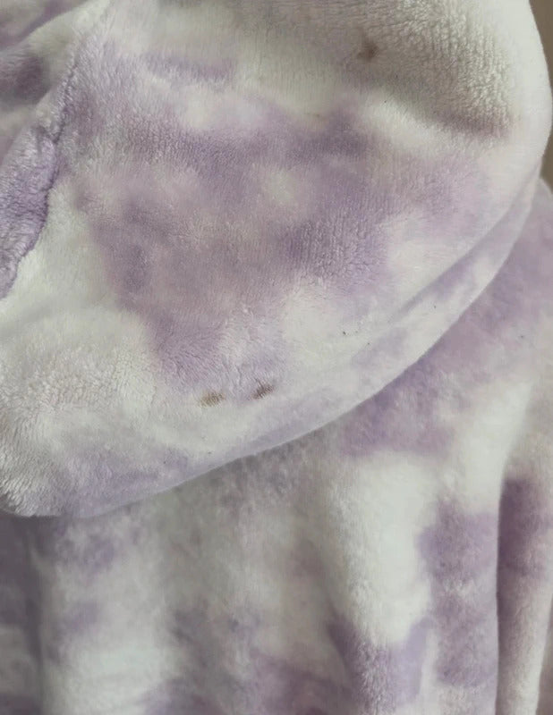 F&F Women's Lilac & White Tie-Dye Hooded Fleece Jumper One Size