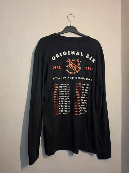 Red Jacket Men's Black NHL Original Six Hockey Long Sleeve T-Shirt Size L