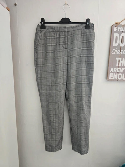 Matalan Grey Checked Slim Leg Trousers Size 10