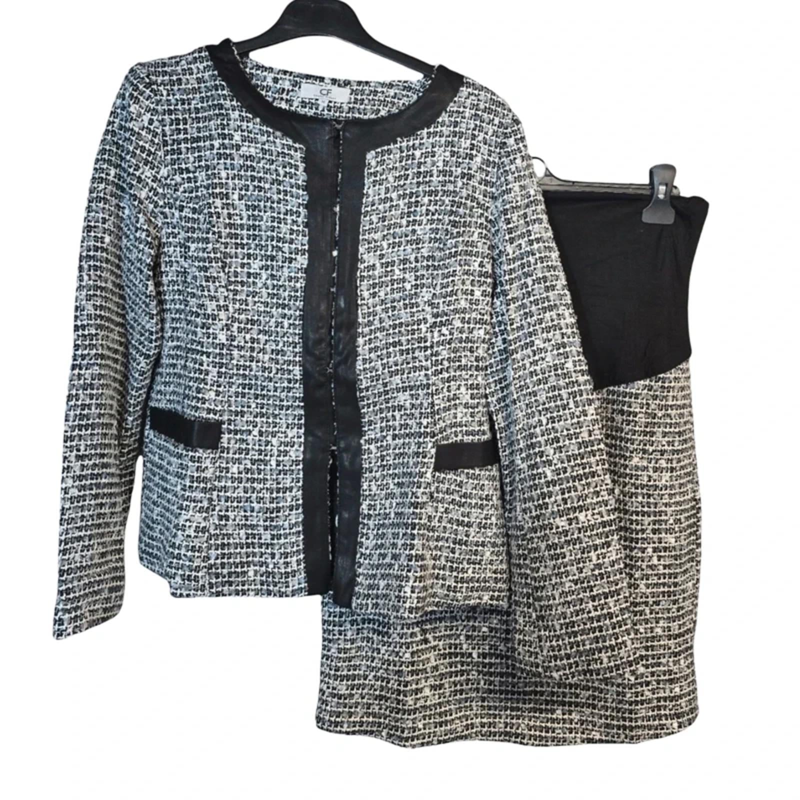 Chenai Frazer Maternity Skirt Suit Black/Grey Size M Smart Workwear Set