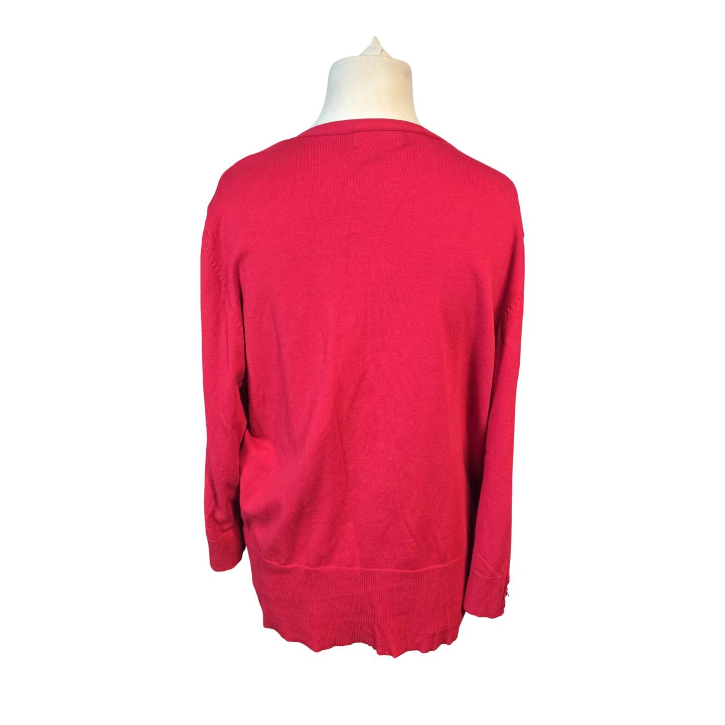 Red Herring Red Button Up Cardigan – Size 18 – Longer Length Knit