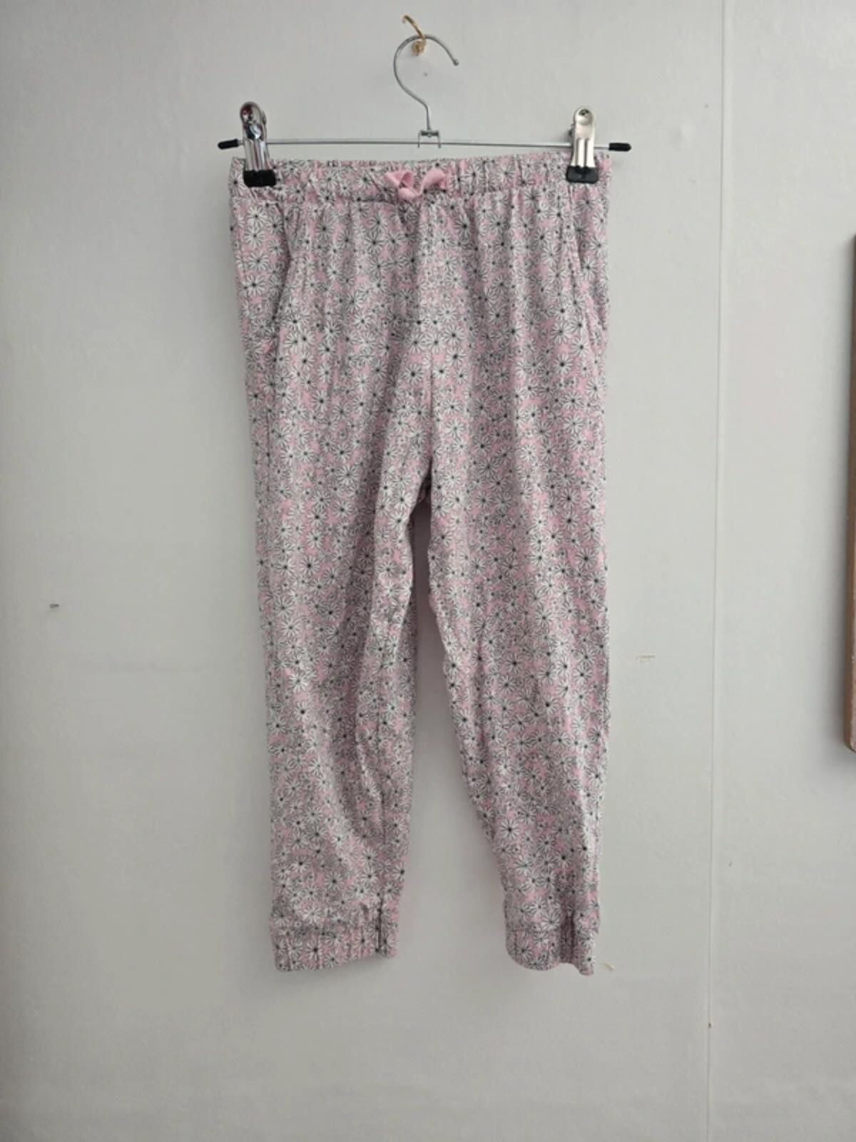 Nutmeg Girls Light Pink & White Floral Cotton Lightweight Trousers Age 4-5 Years