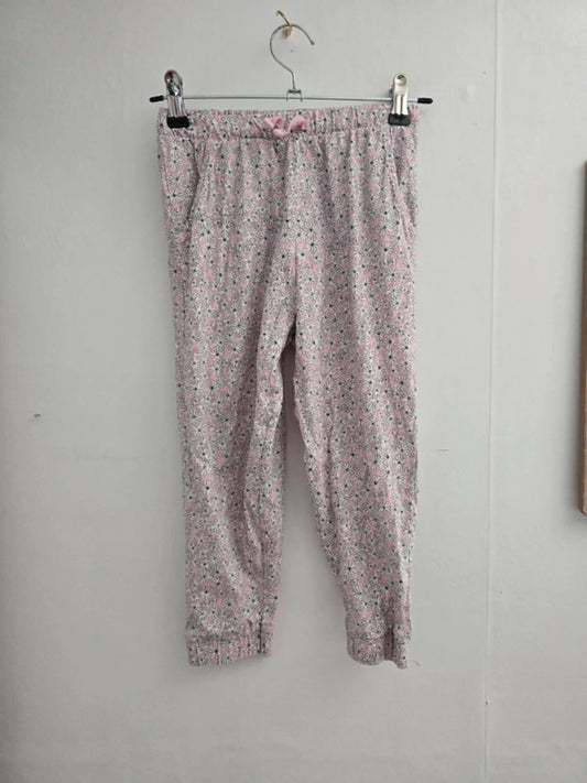 Nutmeg Girls Light Pink & White Floral Cotton Lightweight Trousers Age 4-5 Years