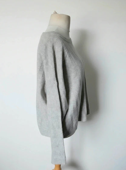 Marks & Spencer Grey Knitted Long Sleeve Relaxed Jumper Size 18