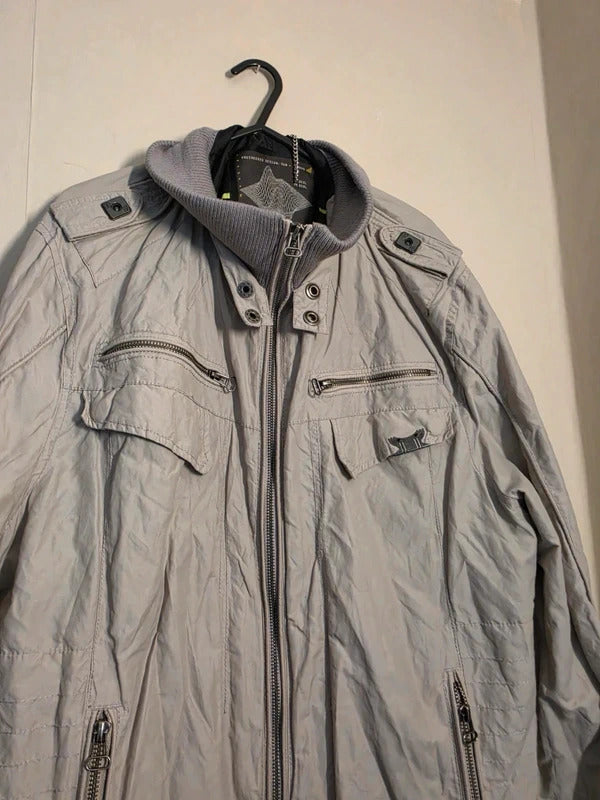 Riv SD Men's Light Grey Lightweight Zip-Up Jacket Size XL