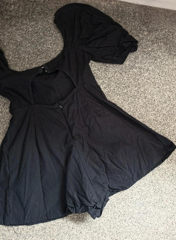 Collusion Black Off-The-Shoulder Puff Sleeve Playsuit Size 12