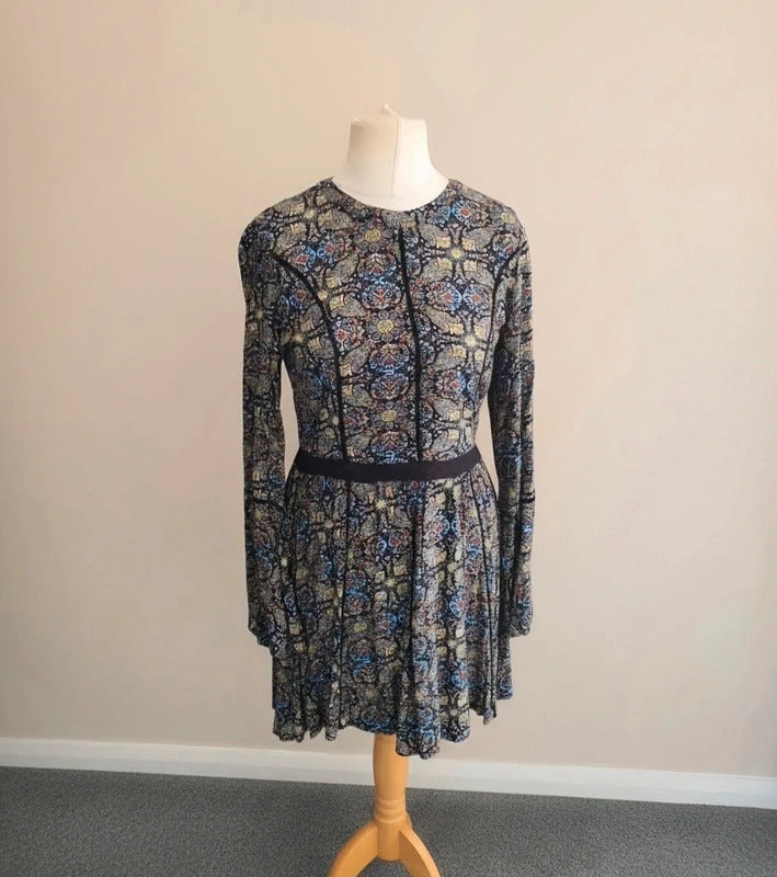 Brave Soul Women's Black Multicoloured Patterned  Knee-Length Dress Size 10-12