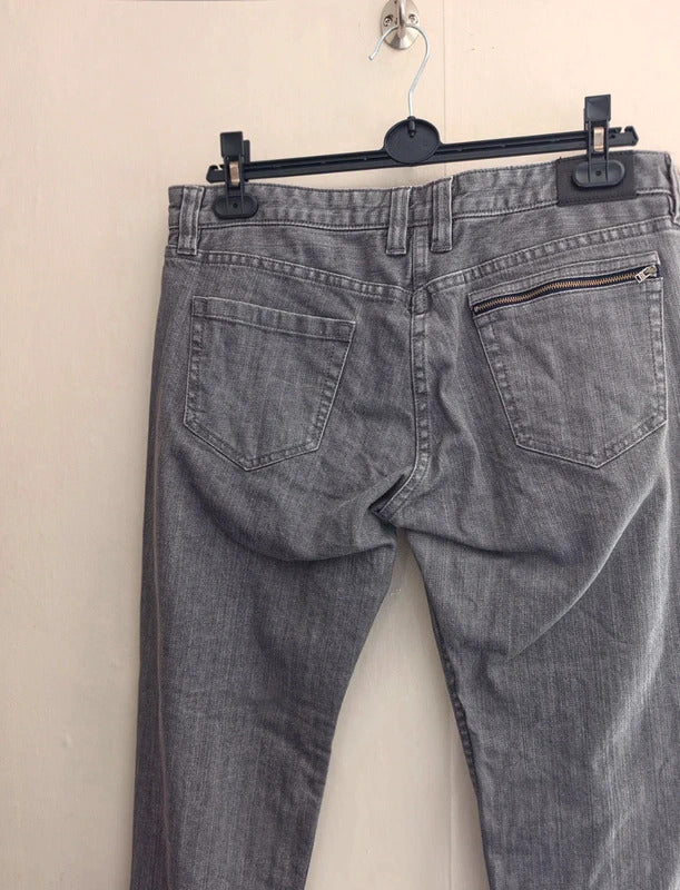 Farhi by Nicole Farhi Grey Slim Leg Jeans –Size 14 – Mid Rise Ankle Zip Detail