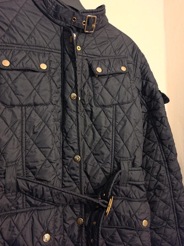 FieldFox Black Quilted Belted Country Jacket with Fleece Lining – Size Medium