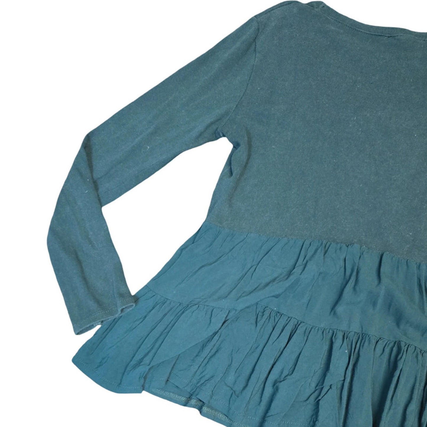 Zara Green Frill Hem Jumper S size 8/10 Layered Look Causal