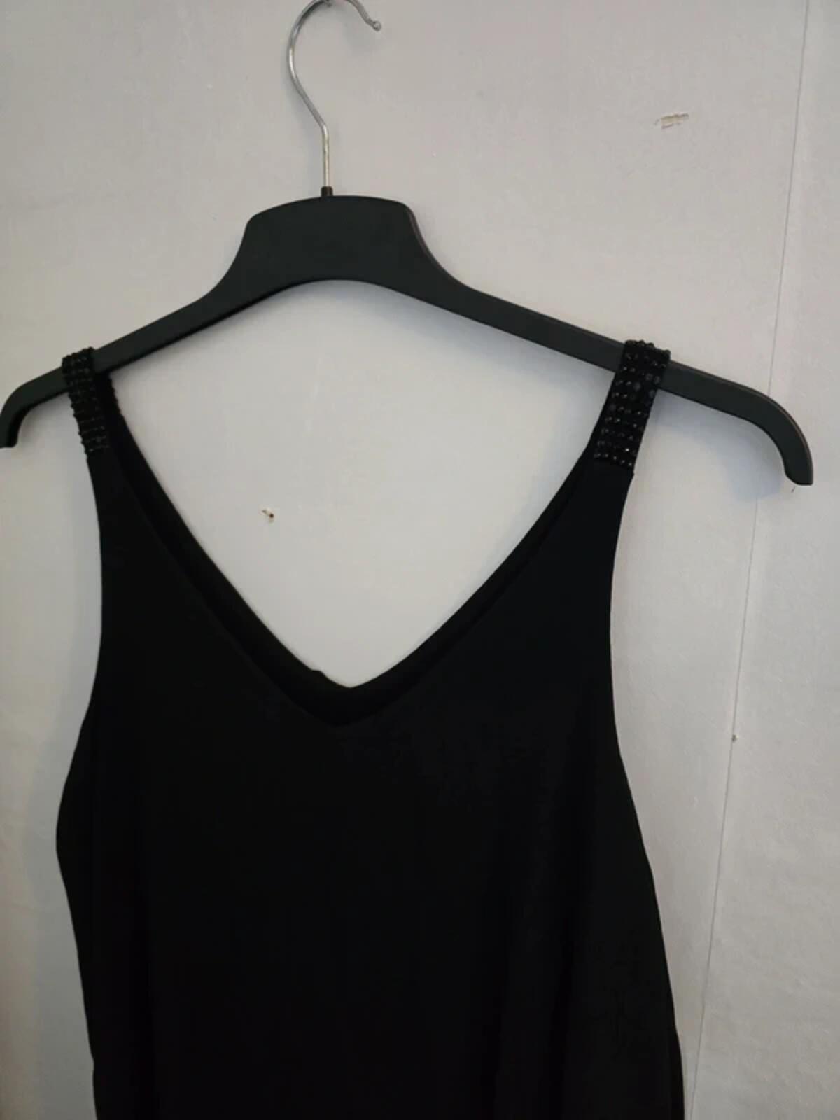 Next Black Layered Diamante Strap V-Neck Vest Top Size 18