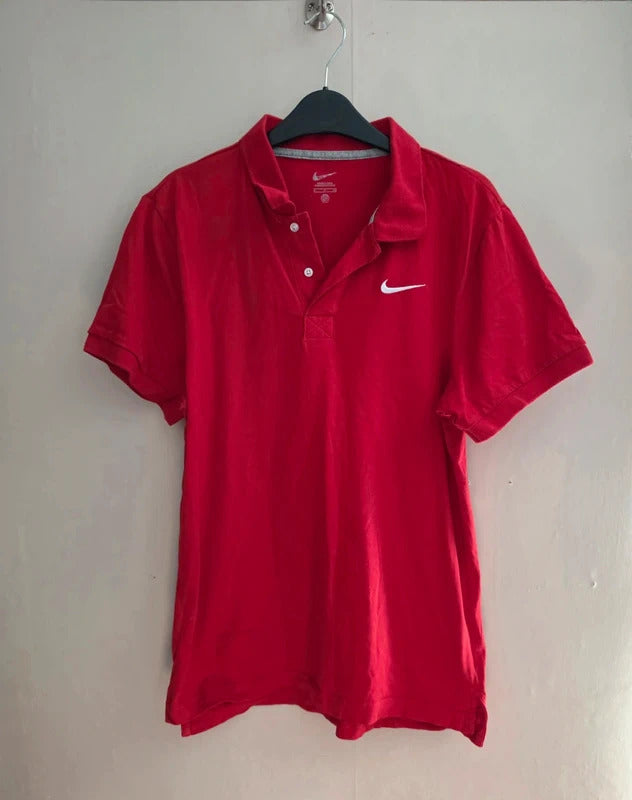 Nike Men's Red Short Sleeve Cotton Polo Shirt Size Small