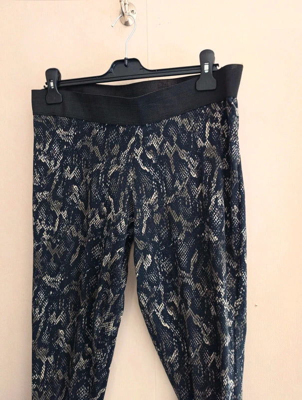 George Black & Khaki Snakeskin Elasticated Waist Skinny Trousers Size 20