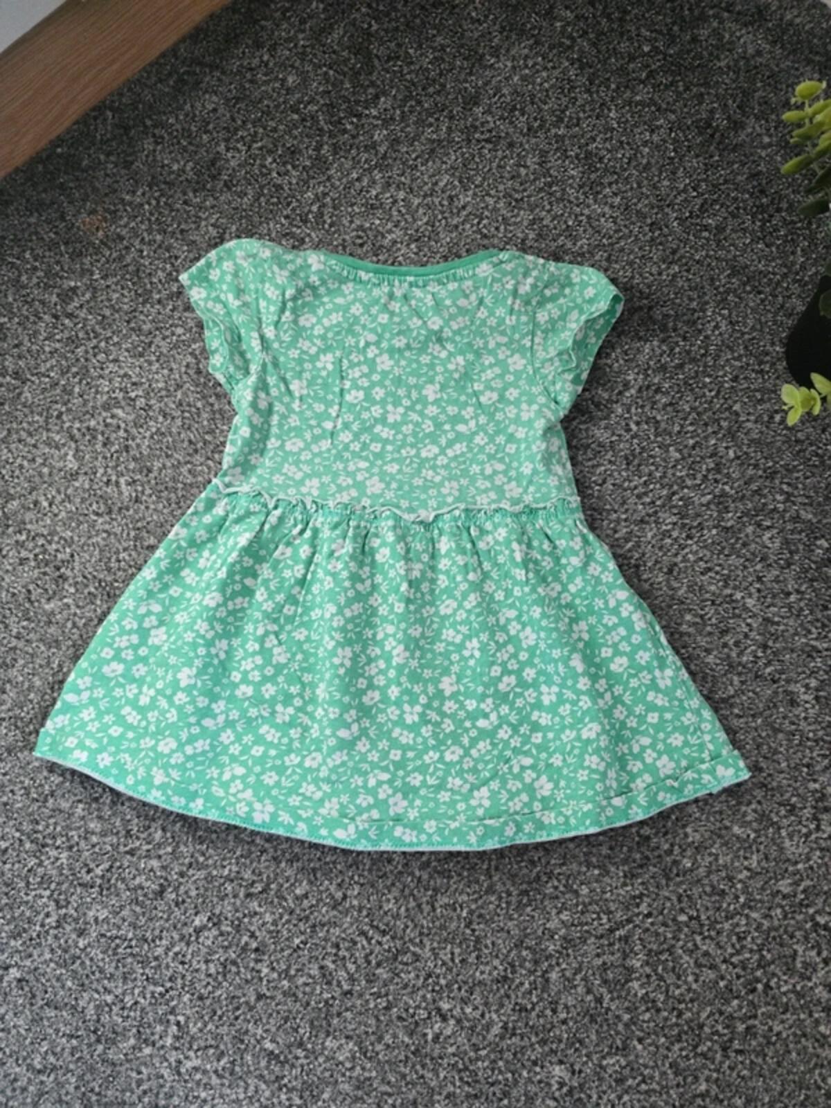 Evie Angel Girls Green & White Floral T-Shirt Dress Size 12-18 Months