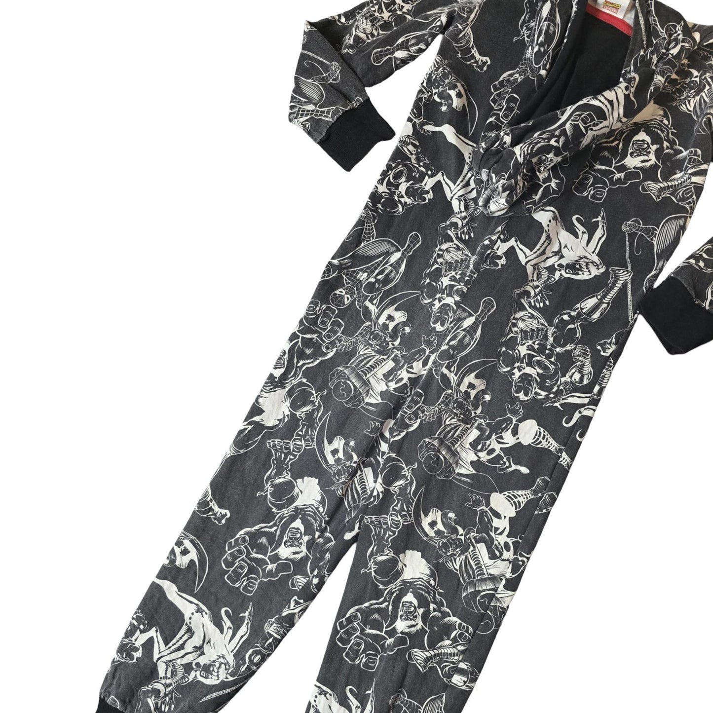 Tu Marvel Boys Black & White Onesie Hooded Zip Up Age 7–8 Years