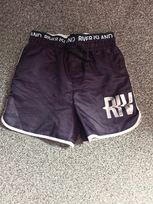 River Island Girls Black & White Branded Elasticated Waist Runner Shorts Age 4-5 Years