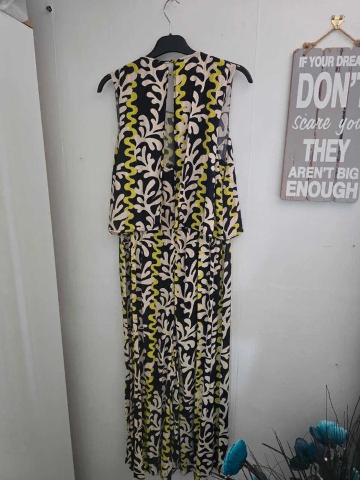Phase Eight Green, Cream & Black Patterned Sleeveless Jumpsuit Size 14