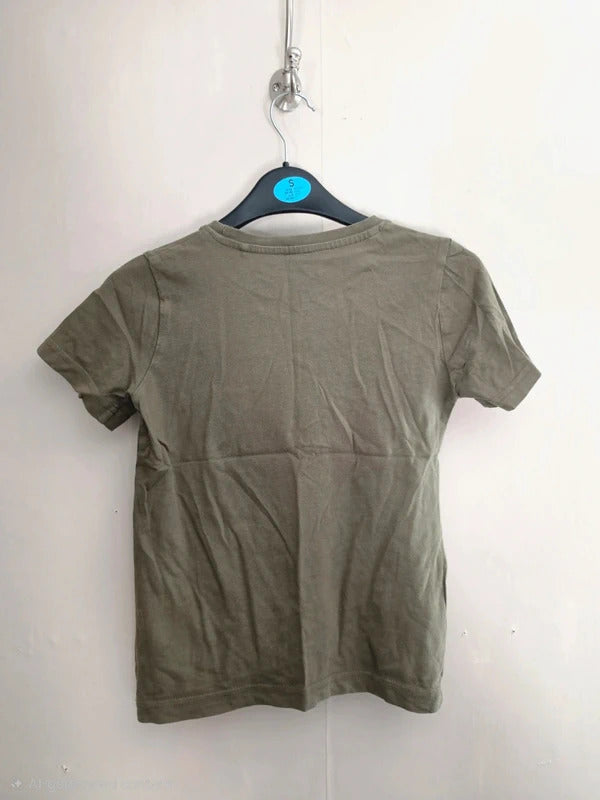 Tu Clothing Boys Khaki Olive Green Dinosaur Geometric T-Shirt Age 6 Years