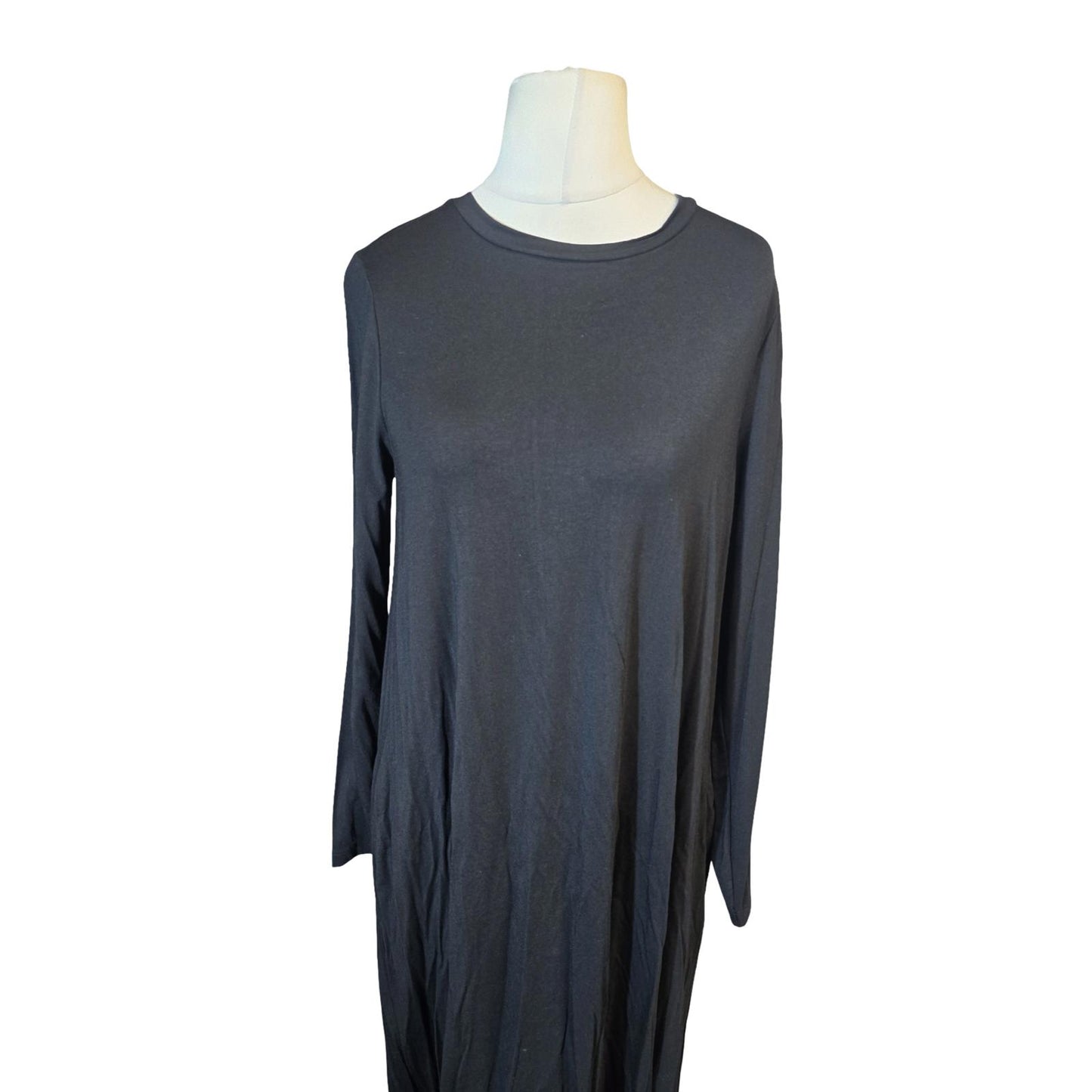 Next Black Long Sleeve Maxi Dress – Oversized Stretch Modal – Size 12 – NWT
