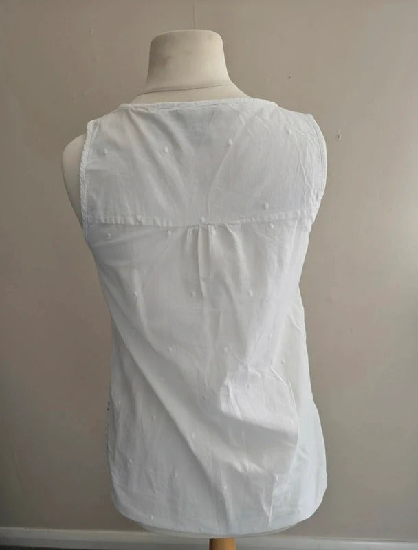 F&F White Broderie Anglaise Button-Up Cotton Vest Top Size 10