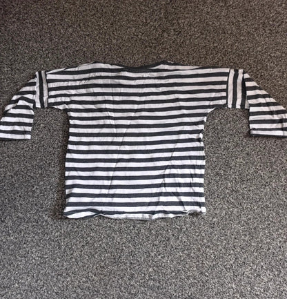 Next Baby Boys Black & White Striped Bear Long Sleeve Top – 6–9 Months