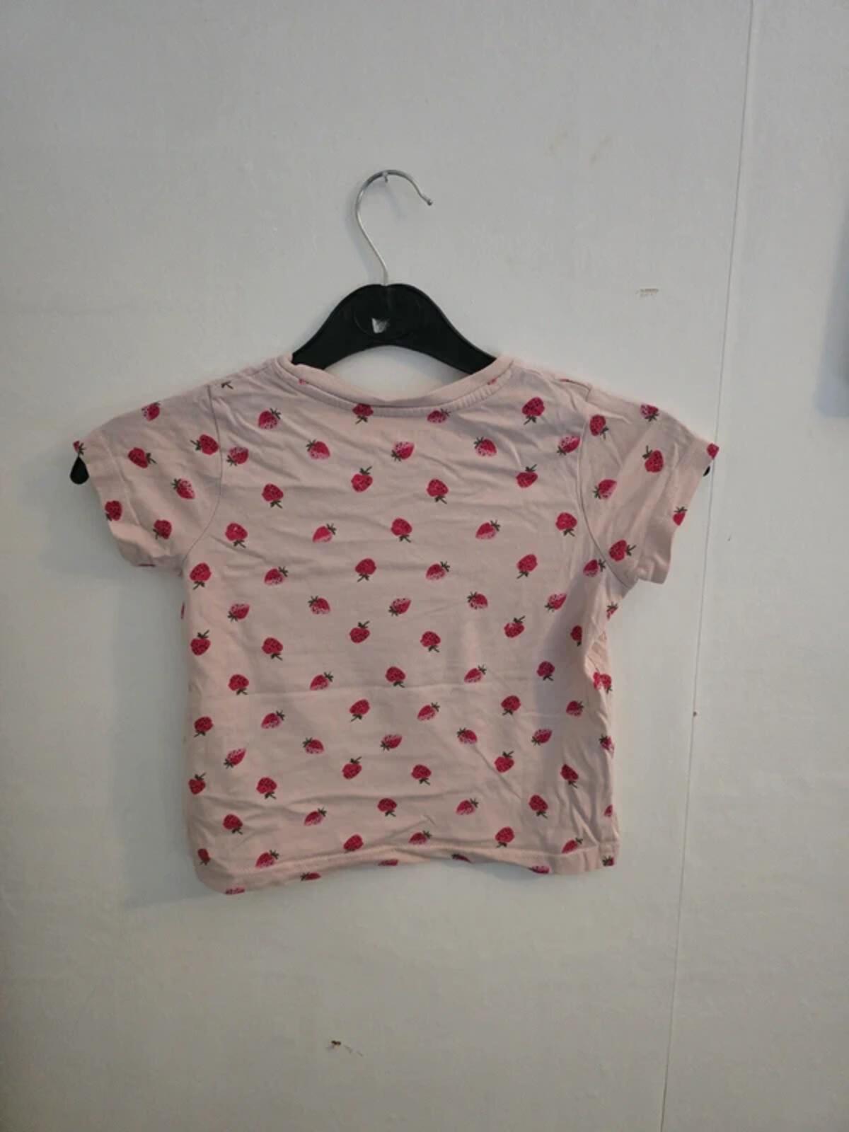 Primark Girls Pink Strawberry Print Cotton T Shirt Age 3-4 Years