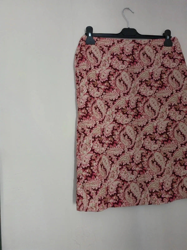 Boden Burgundy Red & Beige Paisley Cord A-Line Skirt Size 12R