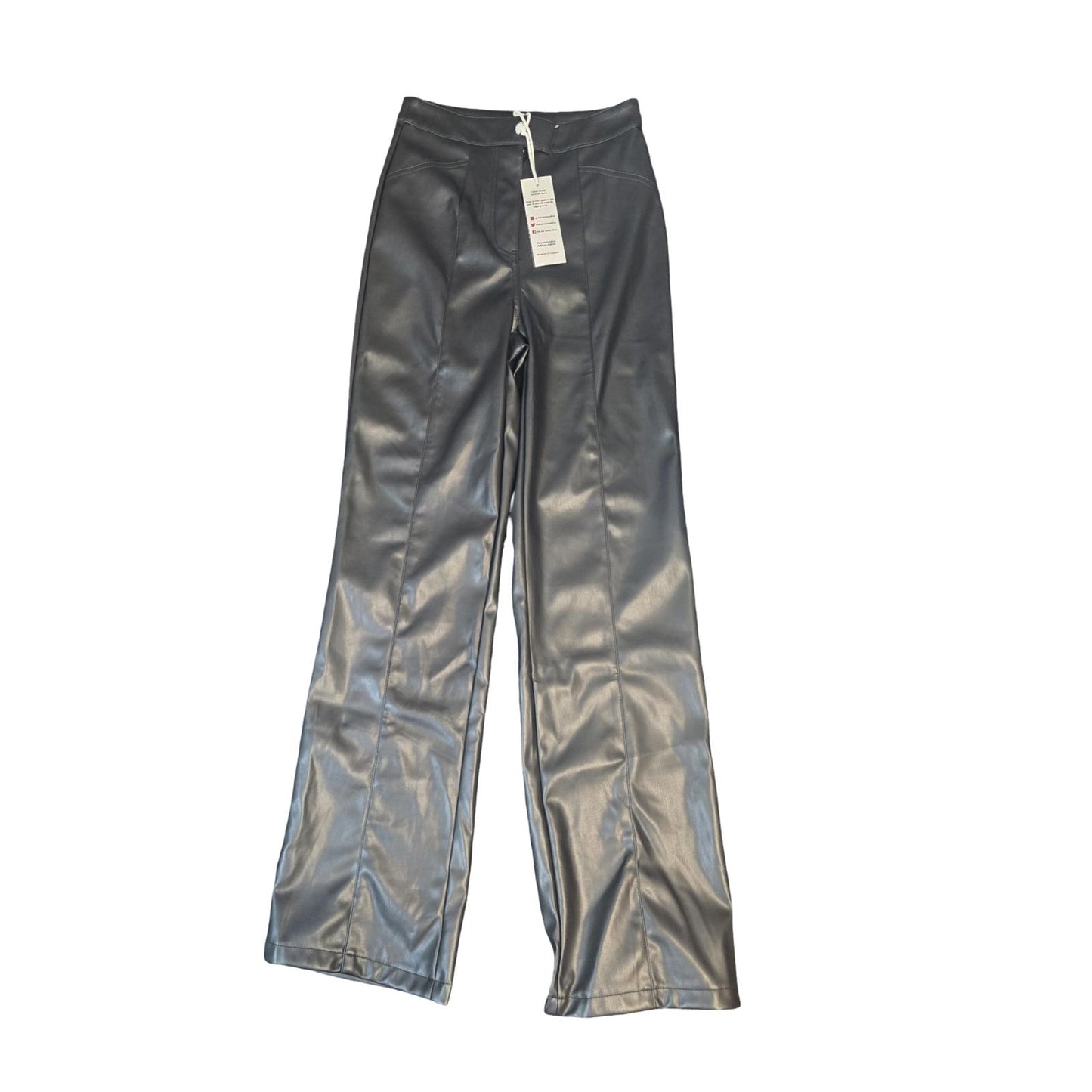 Urban Bliss Black Faux Leather High Waist Flared Trousers Size 6 NWT