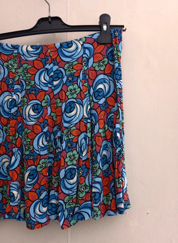 Zara Bold Multicoloured Floral Flared Mini Skirt Small (Size 8)