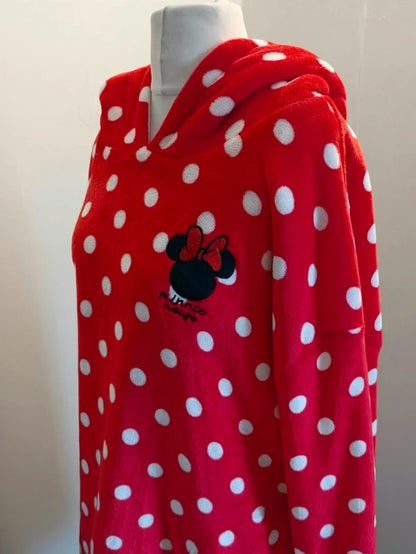 Primark Disney Minnie Mouse Red Polka Dot Fleece Hooded Lounge Jumper – M/L