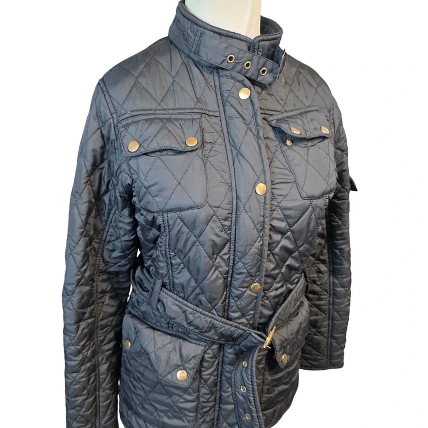 FieldFox Quilted Coat Black  M Size 10/12 Belted Winter Jacket