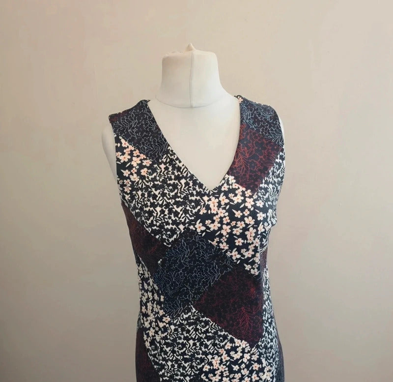 Tu Patchwork Floral A-Line Midi Dress Size 10
