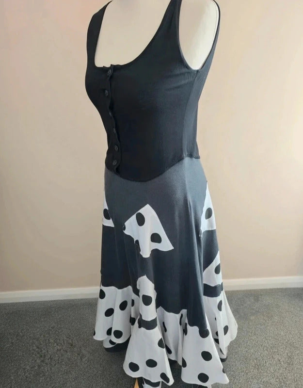 Joseph Janard Black & White Polka Dot Flared Midi/Maxi Dress EU 40 (Size 12)