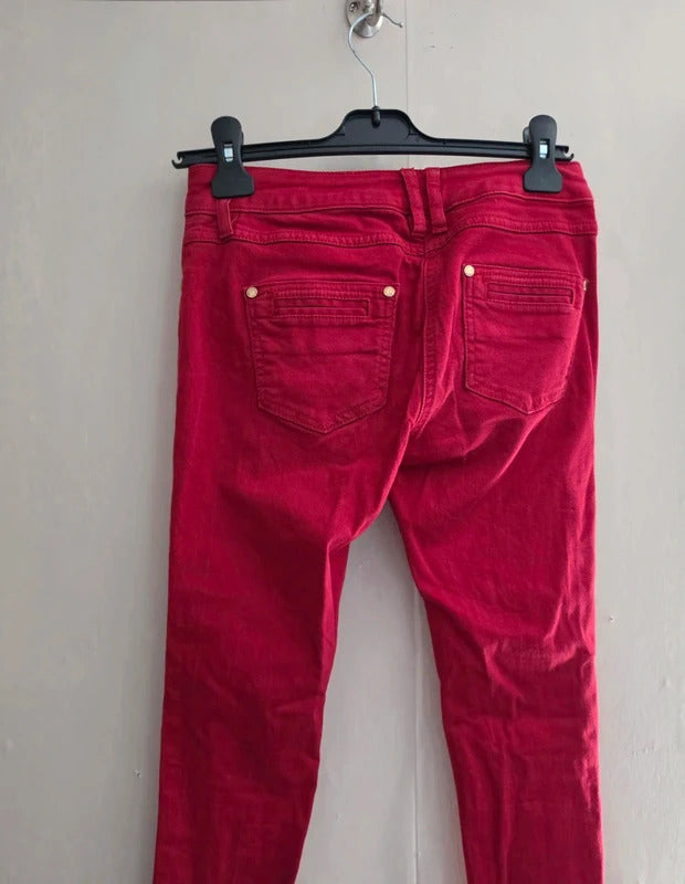 Jasper Conran Red Mid Rise Skinny Jeans Size 8