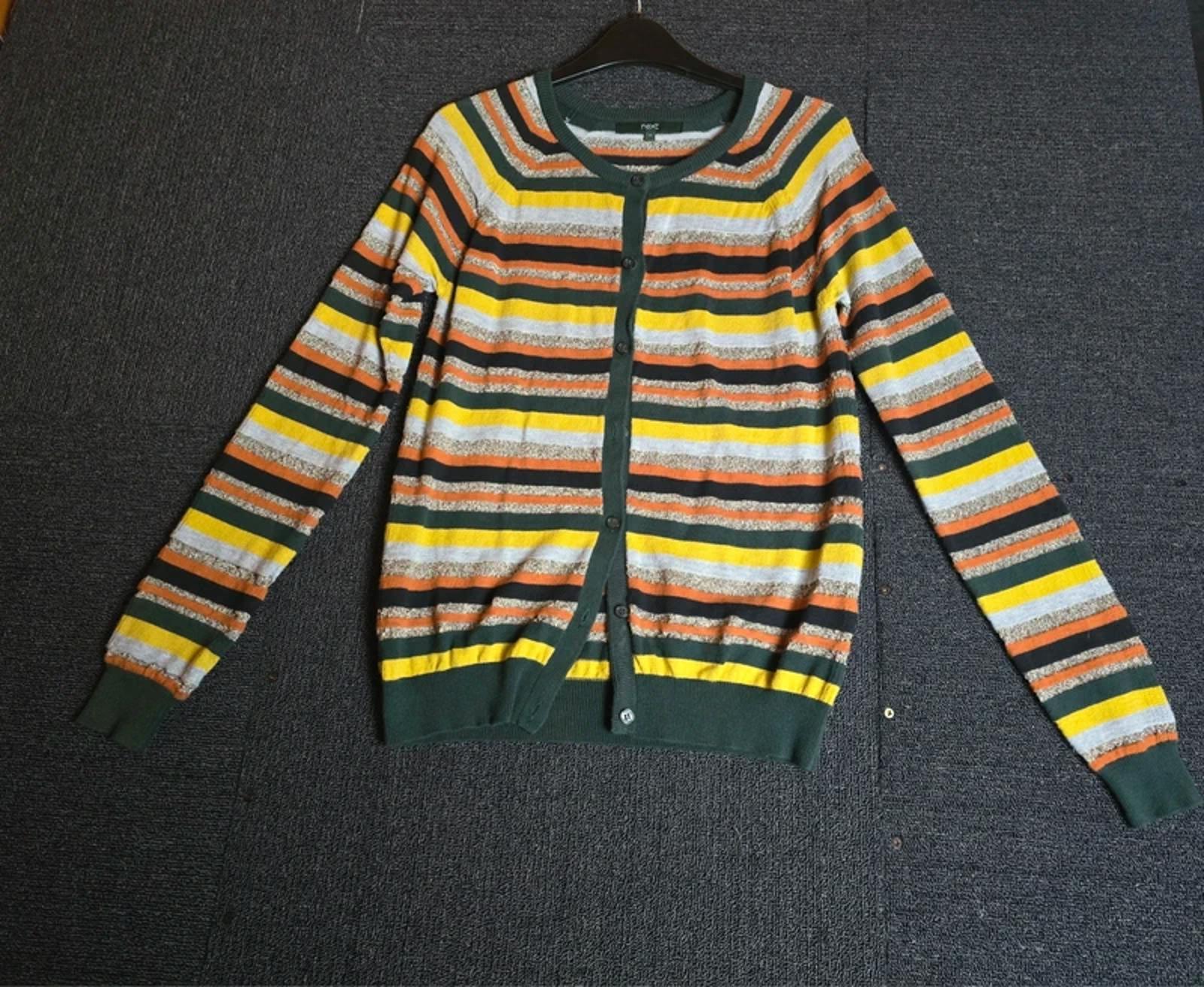 Next Striped Glitter Cardigan Green Yellow Orange Size 10 Cotton Blend