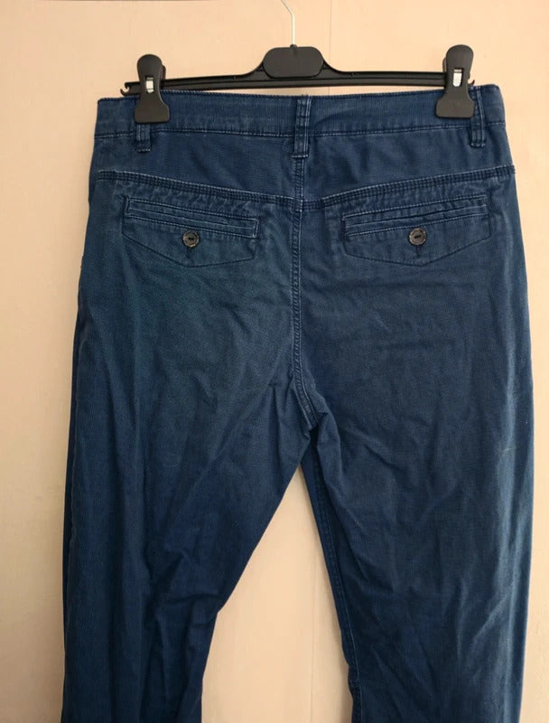 H&M Boys Blue Checked Cuffed Trousers – Age 14 Years
