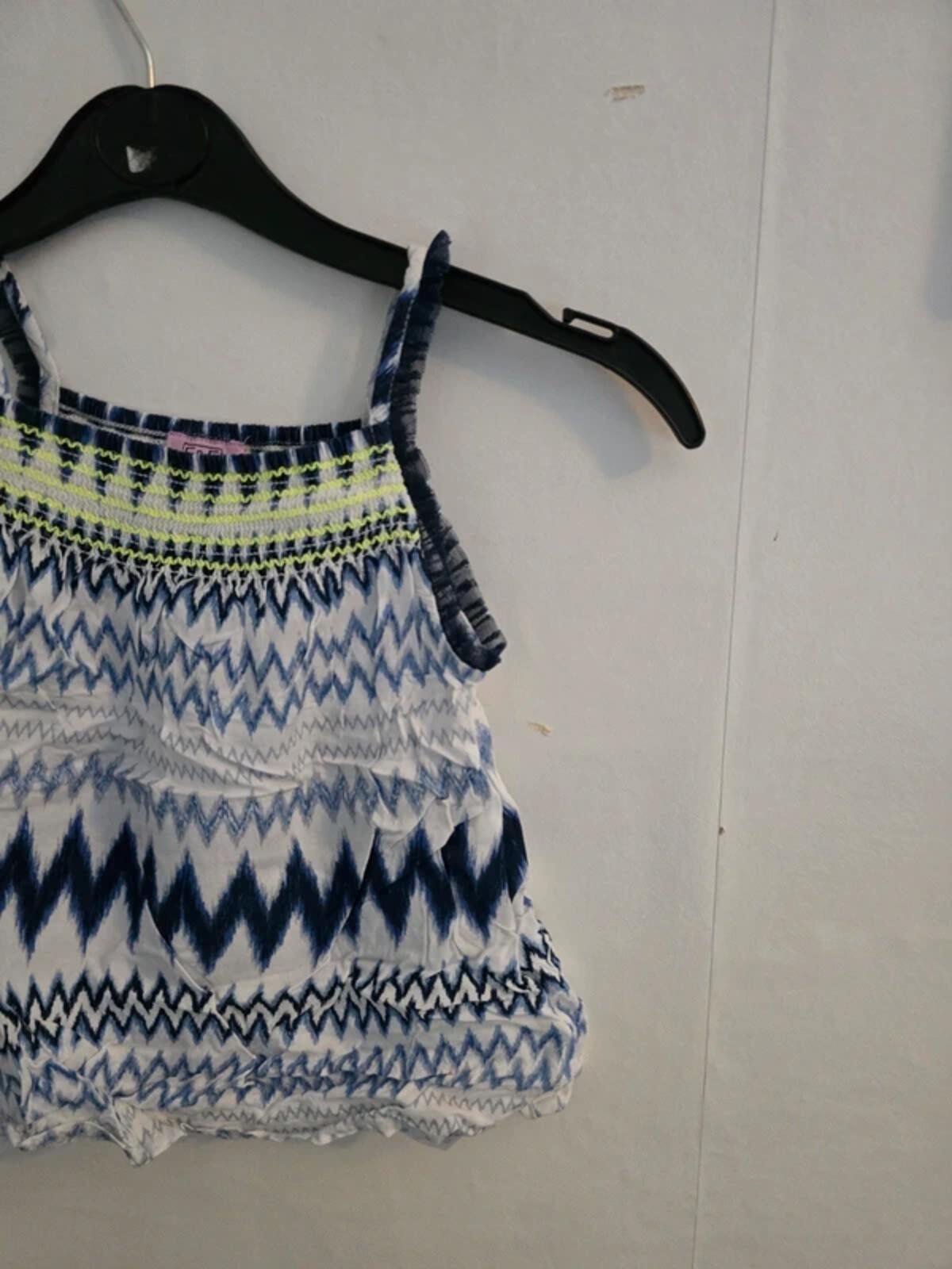 F&F blue & white patterned cami top girls 3-4years