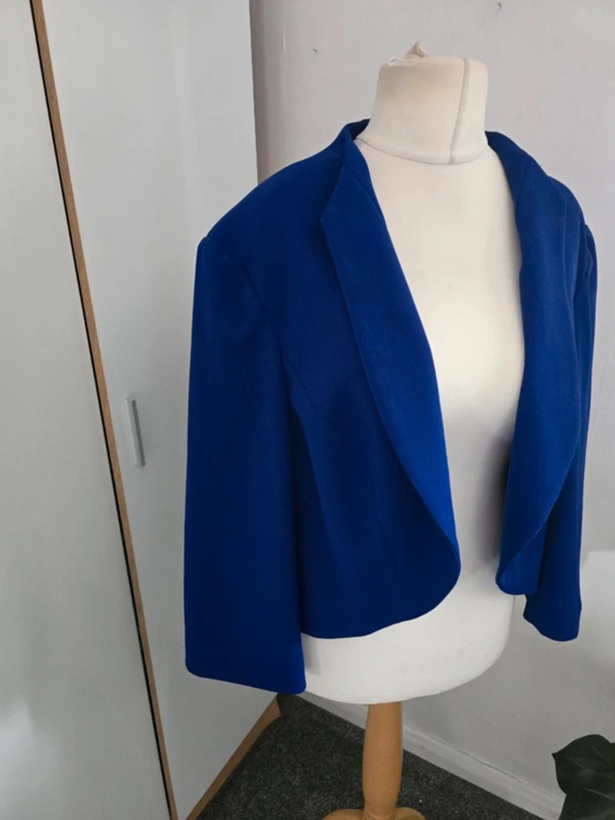 Joanna Hope Royal Blue Open Front Blazer Size 32