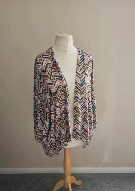 Matalan Multicoloured Patterned Open Front Lightweight Kimono Large Size 16-18