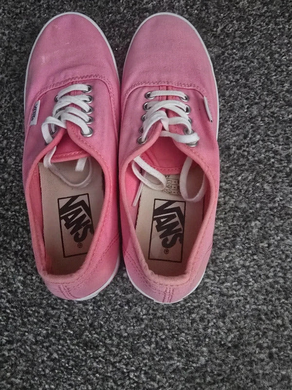 Vans Girls Pink Lace Up Canvas Skate Trainers Shoes Size UK 3