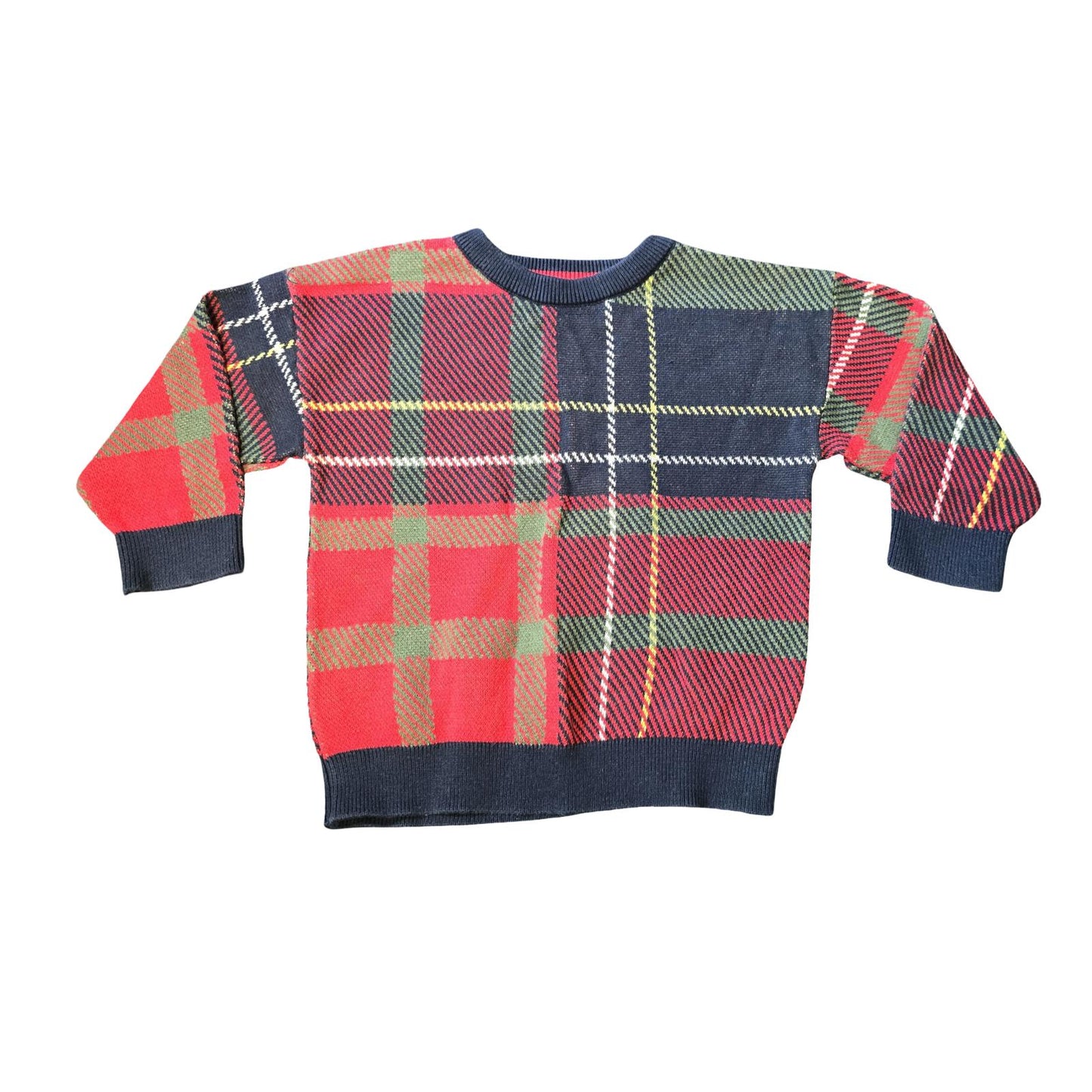 Next Boys Tartan Knit Jumper – Red & Navy Check – 18–24 Months