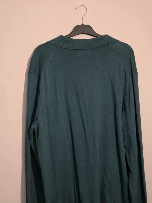 Marks & Spencer Men's Dark Green Collared Polo Knit Jumper XL Regular