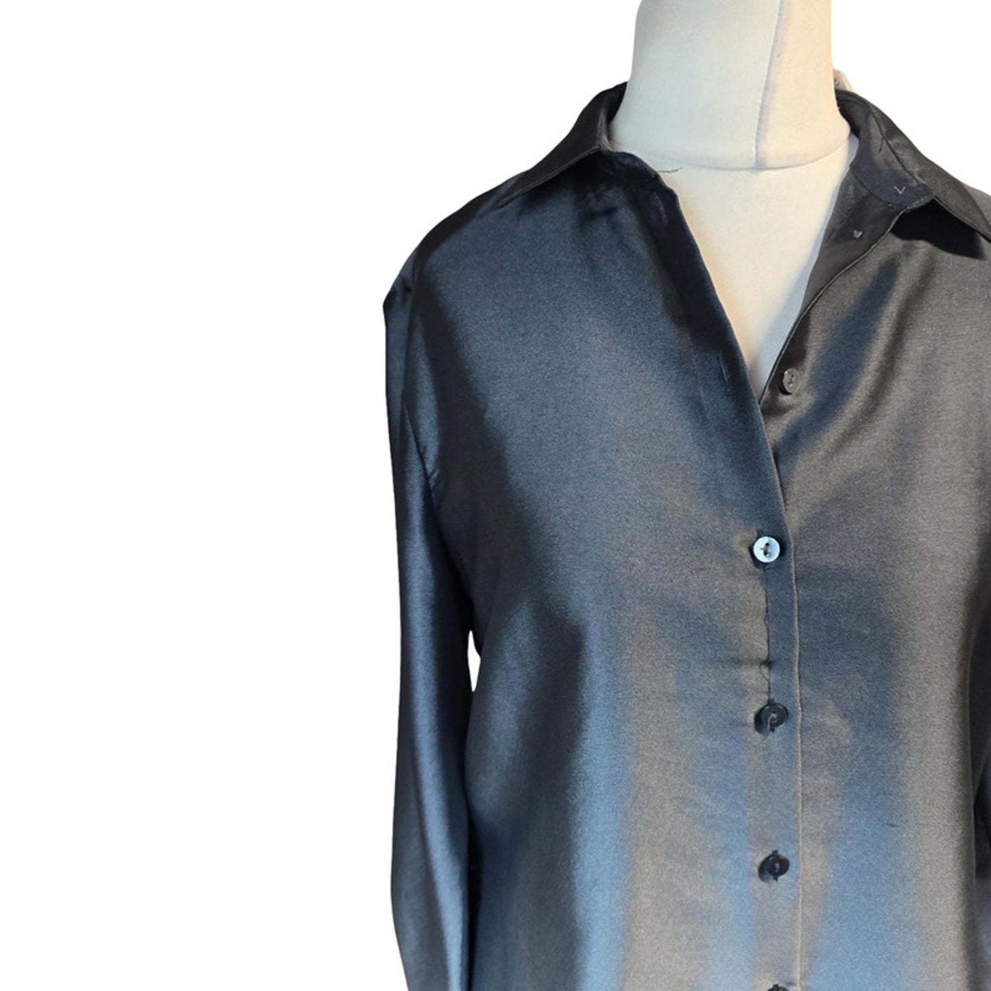 Primark The Edit Ombre Grey Satin Shirt Size 8 Oversized New Work