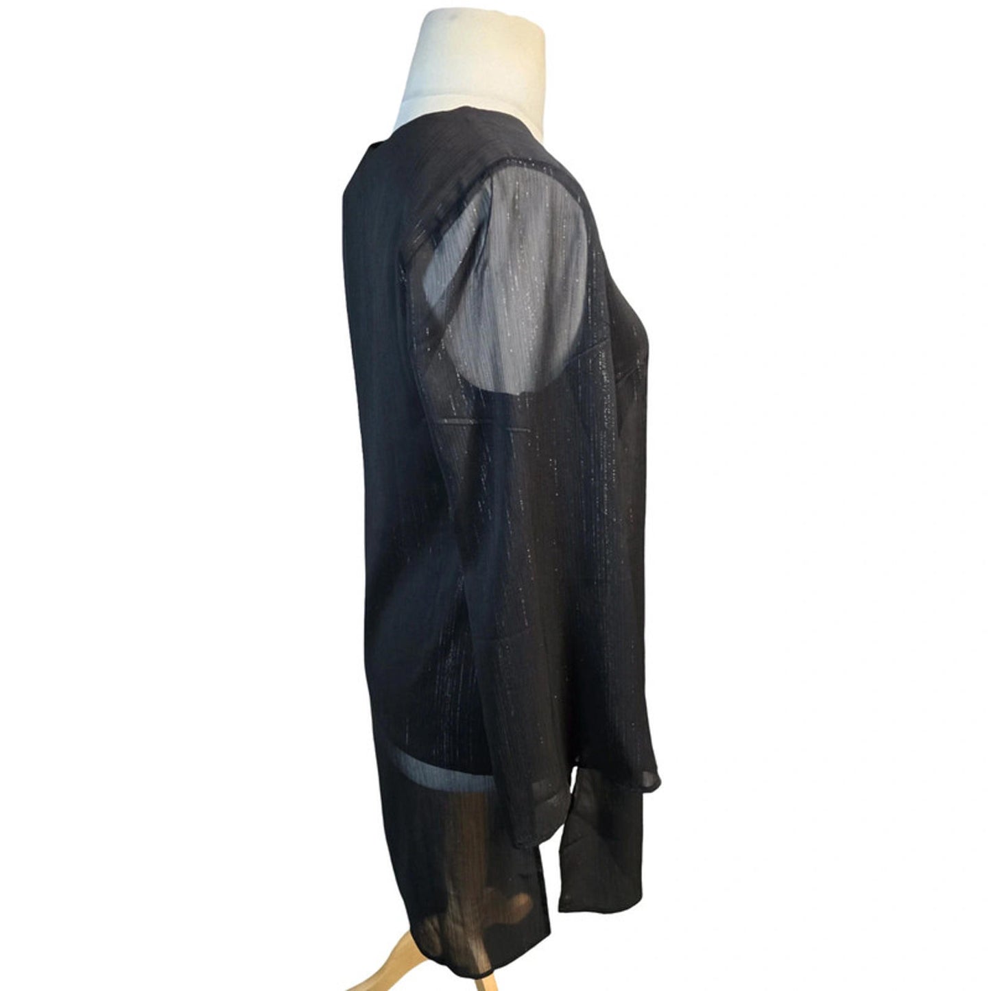 Julien Macdonald Sheer Overlay Dress Black Size 8 V-Neck Causal