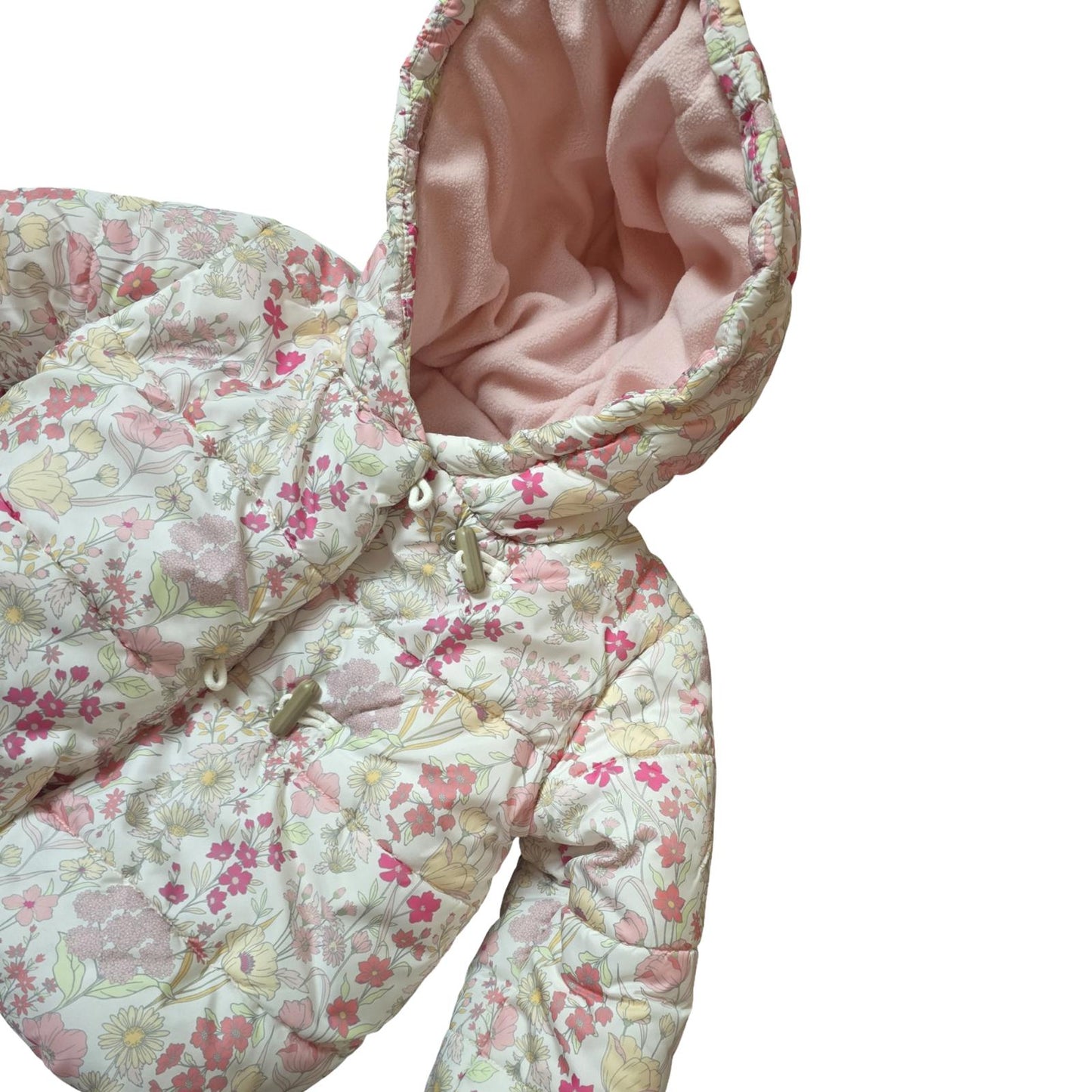 Nutmeg Girls Floral Puffer Coat – 18–24 Months – Hooded & Fleece Lined