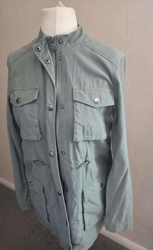 Thought Khaki Lightweight Lyocell Cotton Utility Jacket Size 10