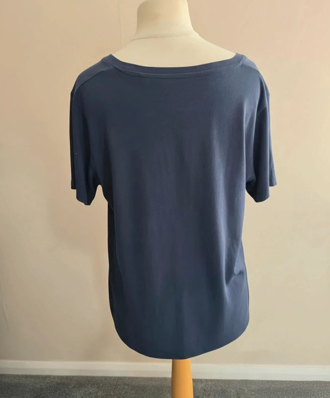 Ridge & Co Navy V-Neck Relaxed Fit Pocket T-Shirt Size 16