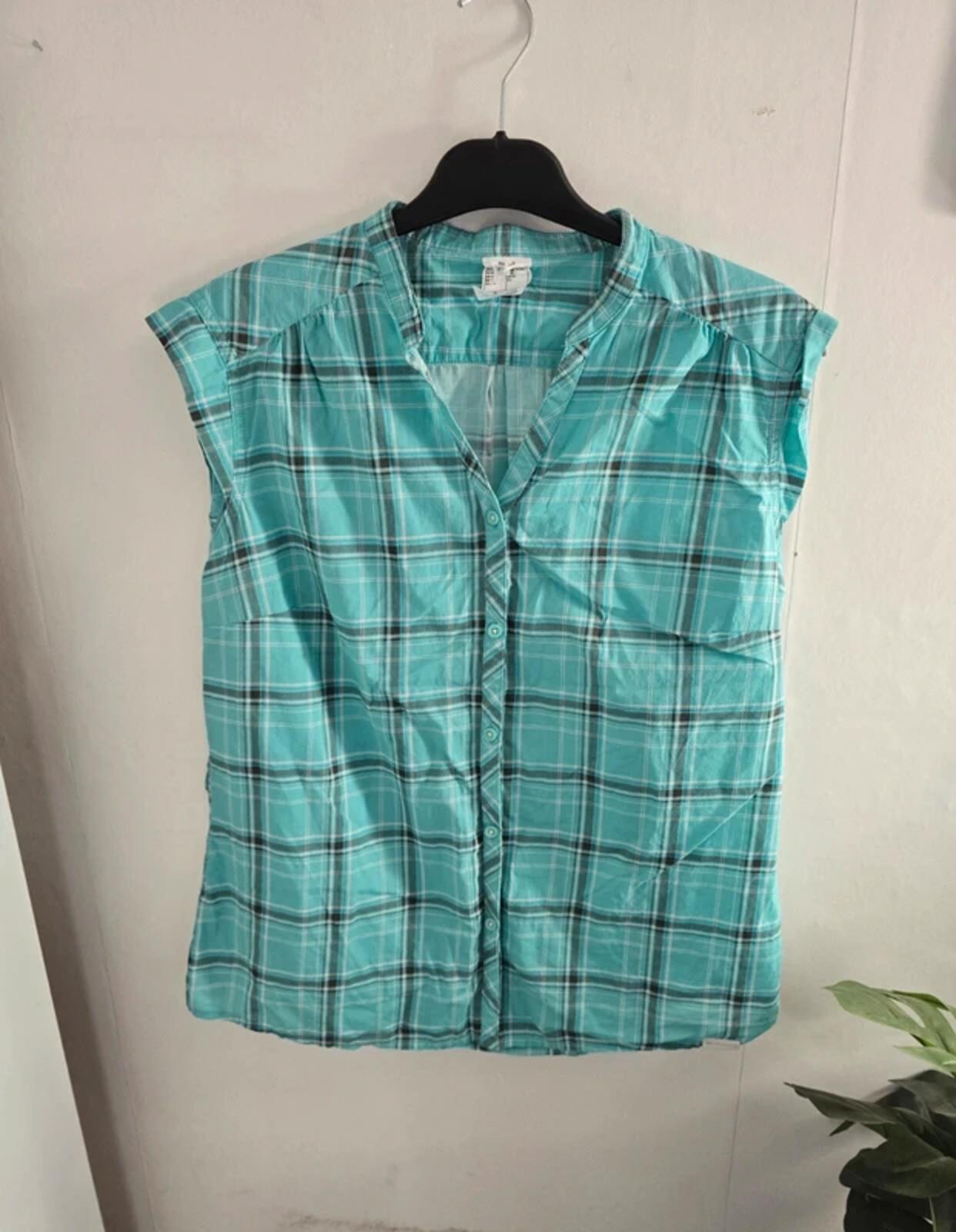 Decathlon Mint Green Checked Sleeveless Blouse Size 16