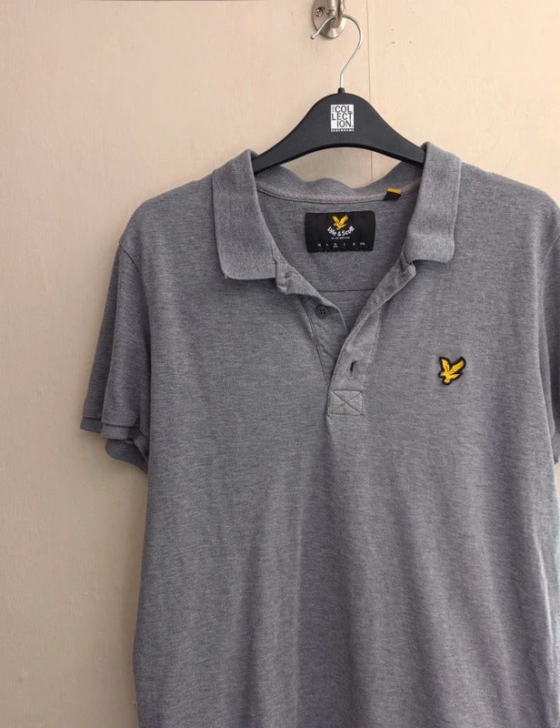 Lyle & Scott Mens Light Grey Short Sleeved Cotton Polo Shirt Size Medium